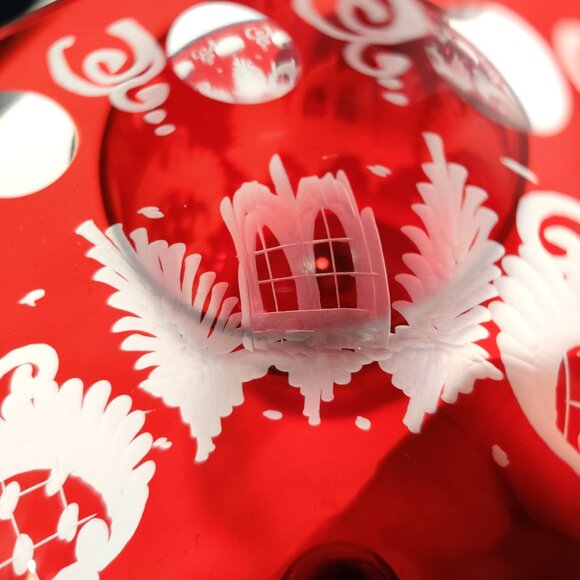 Vtg EGERMANN Ruby Wine Glass Stag Red Staining Bohemian Baroque 2.5x4.5" - Picture 14 of 16